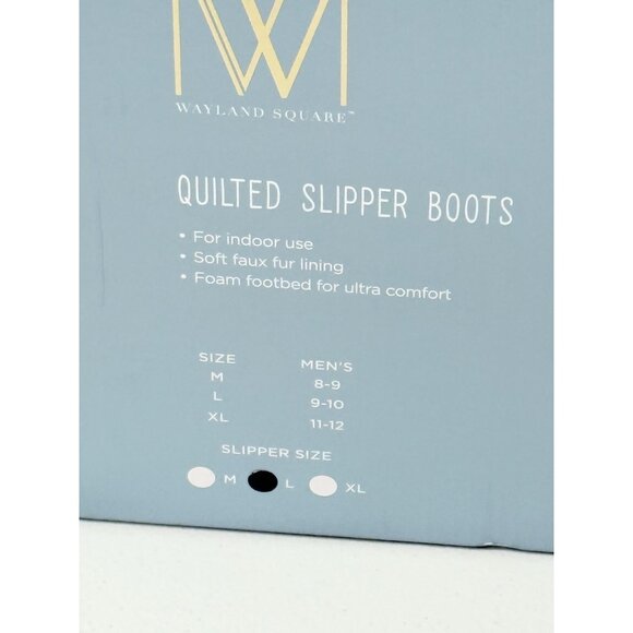 Wayland Square Quilted Slipper Boots Mens Size L 9 10 Slippers Gray Faux Fur - Picture 6 of 8